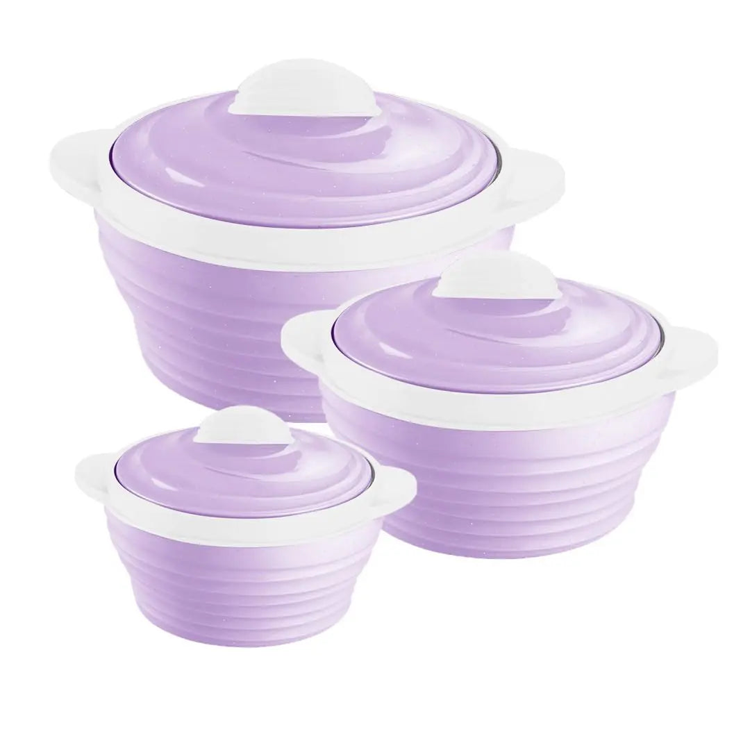 Nayasa Cornello Insulated Stainless Steel Casserole Set of 3 (1000ml, 1500ml,2000ml) – Purple