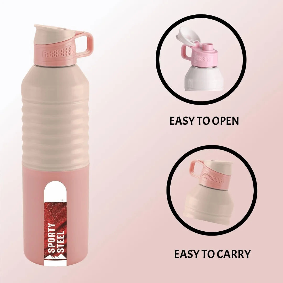 Liza Pink Sporty Insulated Steel Bottle for Office, Home, School | Leak Proof | Wide Mouth 800ml