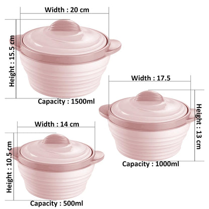 SET OF THREE BROWN CASSEROLE WITH LIDS, SIZES 100ML, 1500ML, 2000ML