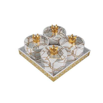 Elegant White Gold Dry Fruit 4 Container Set - Perfect for Special Occasions and Festivals