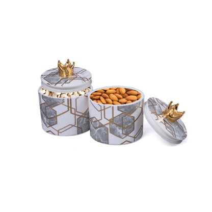 Elegant White Gold Dry Fruit 4 Container Set - Perfect for Special Occasions and Festivals