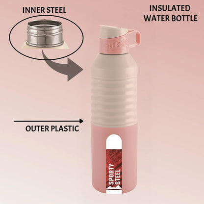 Liza Pink Sporty Insulated Steel Bottle for Office, Home, School | Leak Proof | Wide Mouth 800ml