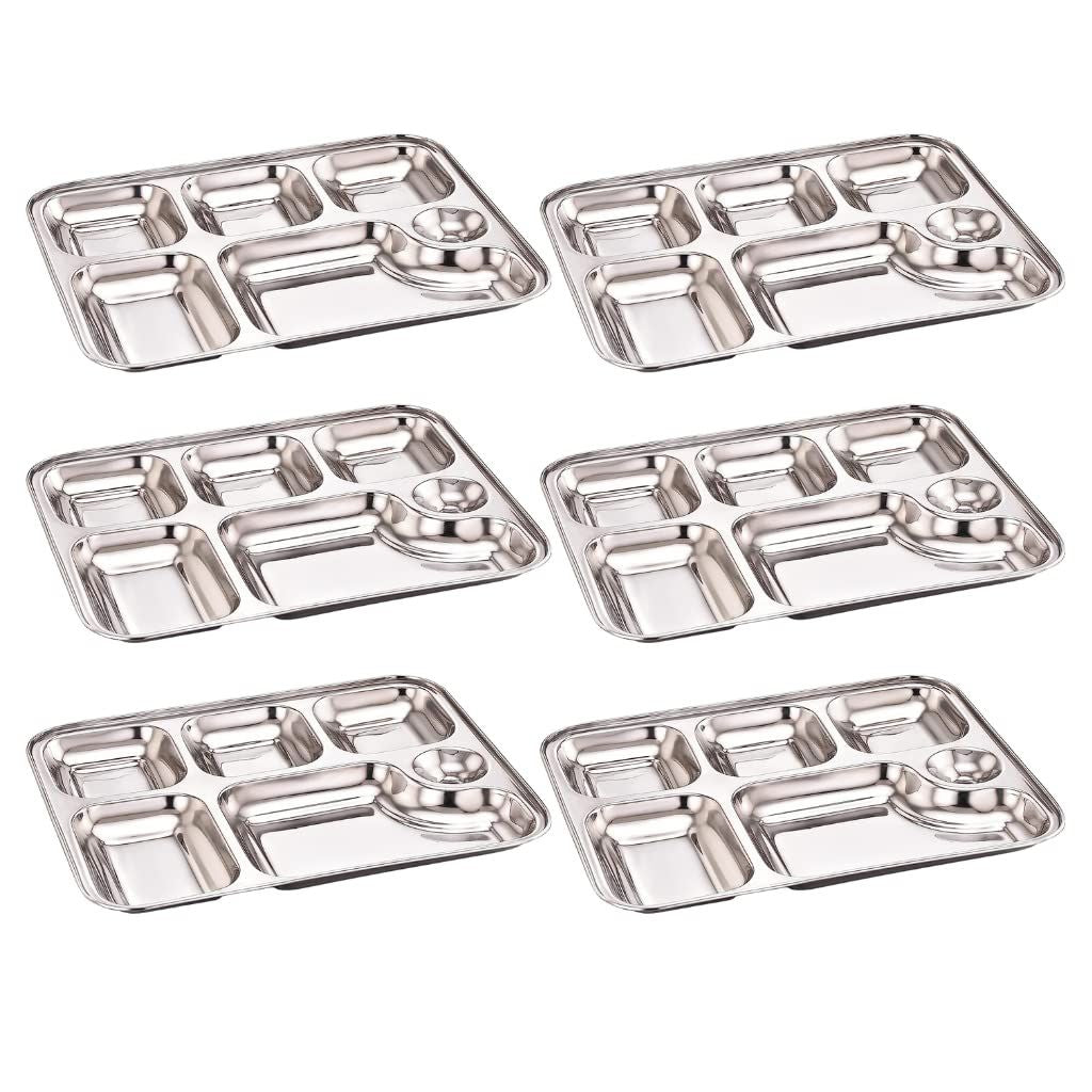 GALOOF Stainless Steel 6 in 1 Pav Bhaji Plate Set 6