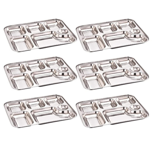 GALOOF Stainless Steel 6 in 1 Pav Bhaji Plate Set 6