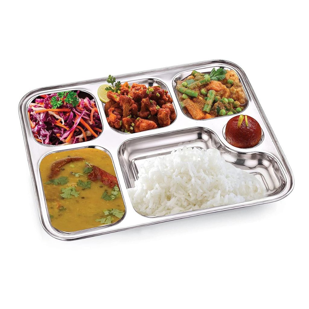 GALOOF Stainless Steel 6 in 1 Pav Bhaji Plate Set 4