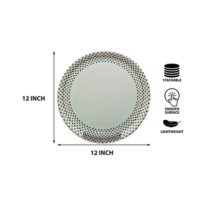 Attune White Melamine Round Dinner Plates (12 Inch, Set of 6)