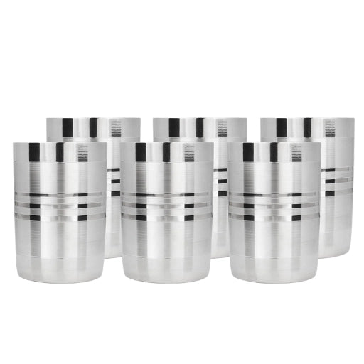 GALOOF Stainless Steel 6 pcs Water Serving Glass - 300 ml (Royal)