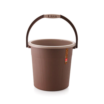 Liza Brown Plastic Bucket (20L) & Mug (1L) Set of 2