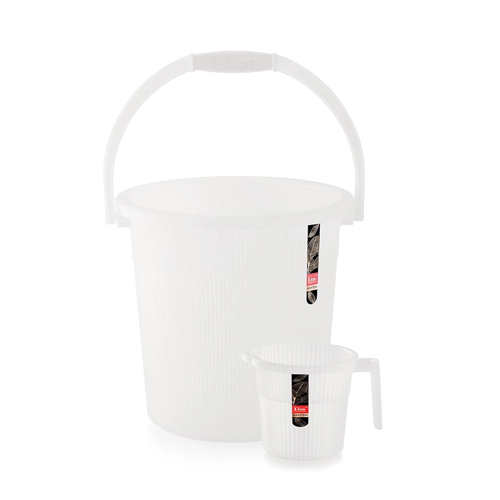 Liza Transparent Plastic Bucket (20L) & Mug (1L) Set of 2