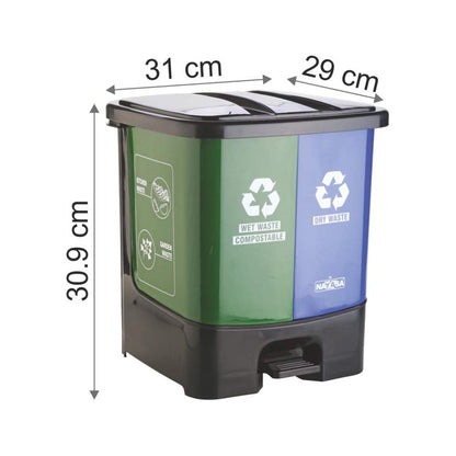 Nayasa 2 In 1 Dustbin - Dry Waste and Wet Waste Step-On Dustbin (19 Ltrs)