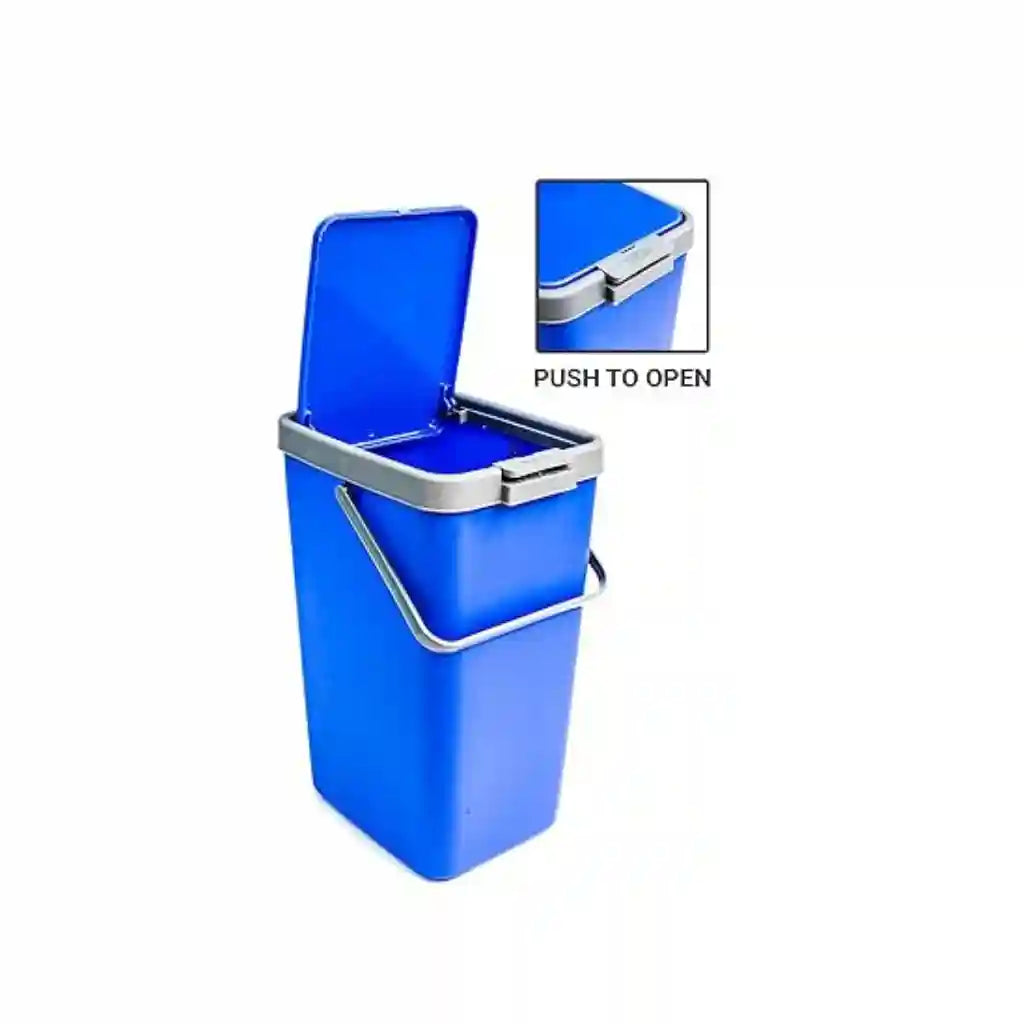 Nayasa Plastic 18-Liter Top Push Door Dustbin in Blue