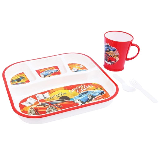 Cars Cartoon Printed kid's Plastic Dinner Plate Set of 4