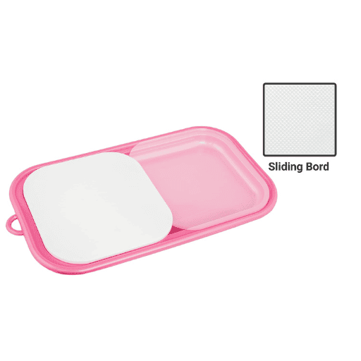 Pink Plastic Chopping Board with Sliding Tray for Vegetable, Fruits, Meat and Salad