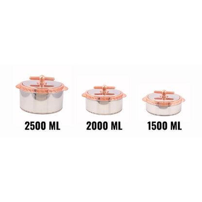 RISHABH 3-Piece Insulated Casserole Set in Rose Gold - Sizes: 1500ml, 2000ml, 2500ml