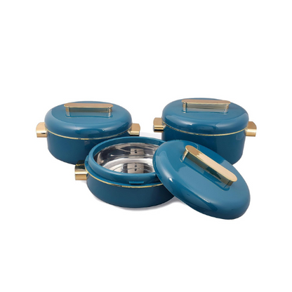 RISHABH Insulated Serving Premium Casserole Set with Lid (1500, 2000, 2500 ml) (Teal Blue)