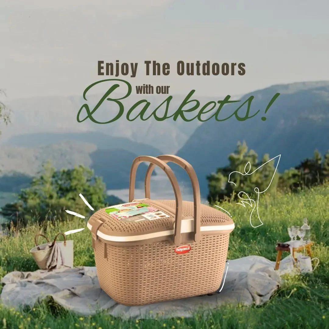 picnic basket with lid