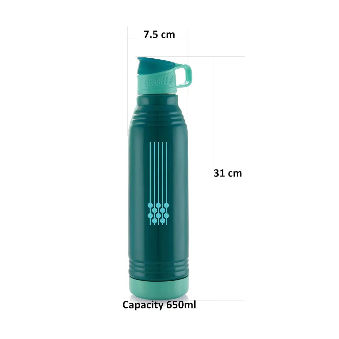 Liza Stainless Steel Smart Insulated Bottle - 650ml Green: Perfect for Kids, Home, School