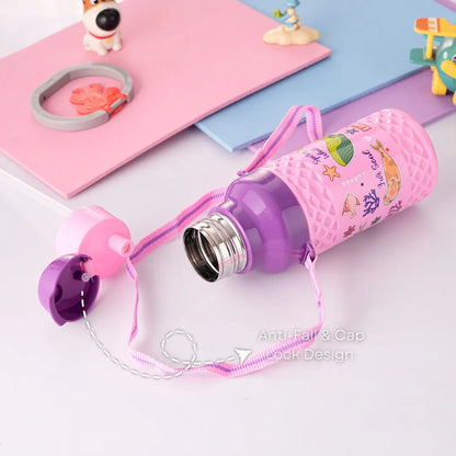 STEEL WATER BOTTLE FOR SCHOOL WITH STRAW