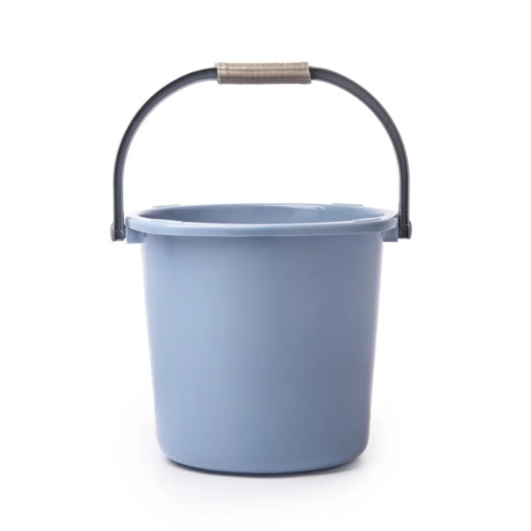 Functional and durable set comprising bucket, mug, and stool