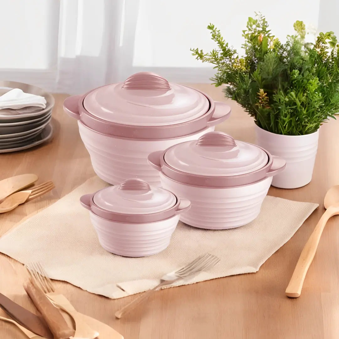 SET OF 3 CASSEROLES DISPLAYED IN KITCHEN