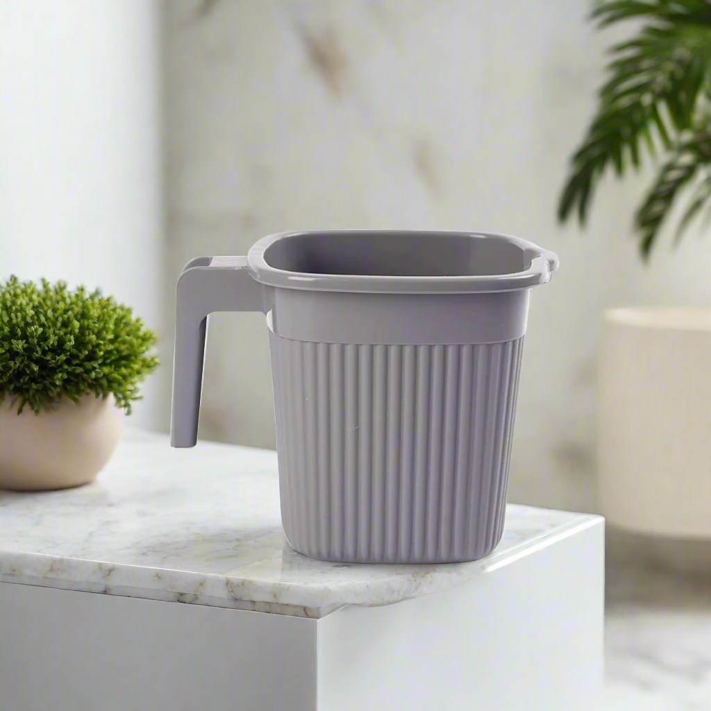 bucket-and-mug-for-bathroom-grey