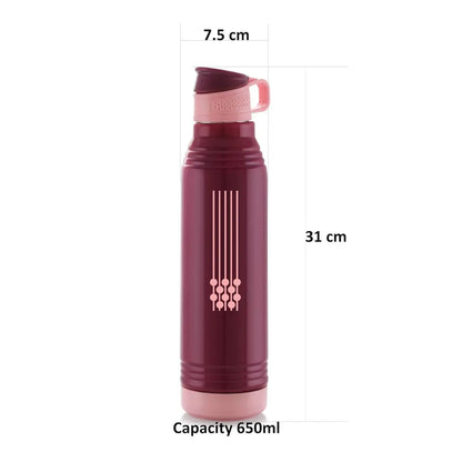 Liza Stainless Steel Smart Insulated Bottle - 650ml Maroon: Perfect for Kids, Home, School