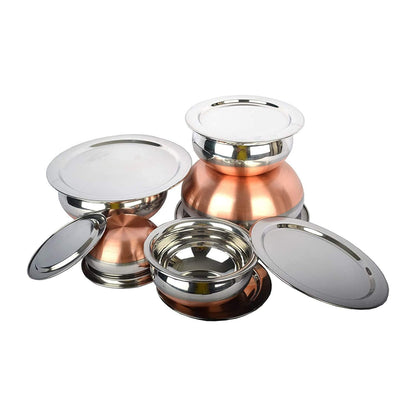 GALOOF Copper Bottom Stainless Steel 5 Piece Handi With Lid / Cookware And Serving Bowl GALOOF