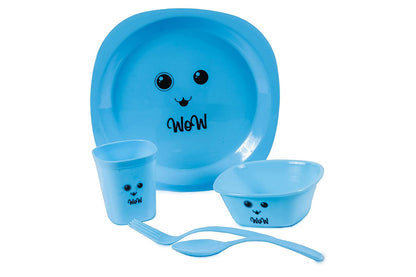 VEER 5 Pc Plastic Dinner Set for Kids | Small Size Smiley Printed Dinnerware Plate for Kids Birthday Party VEER